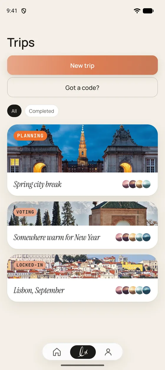 The Luvo trips list